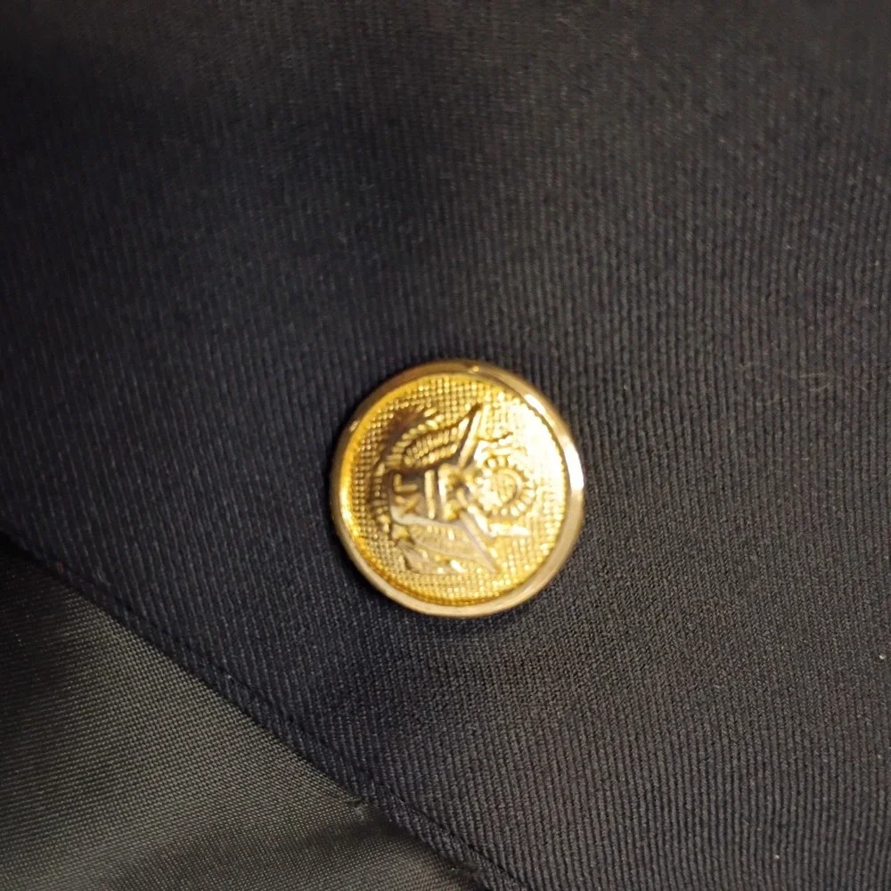Dark Blue‎ Blazer Mens Size 40 Gold Crested Buttons Sport Coat Jacket Dual Vent